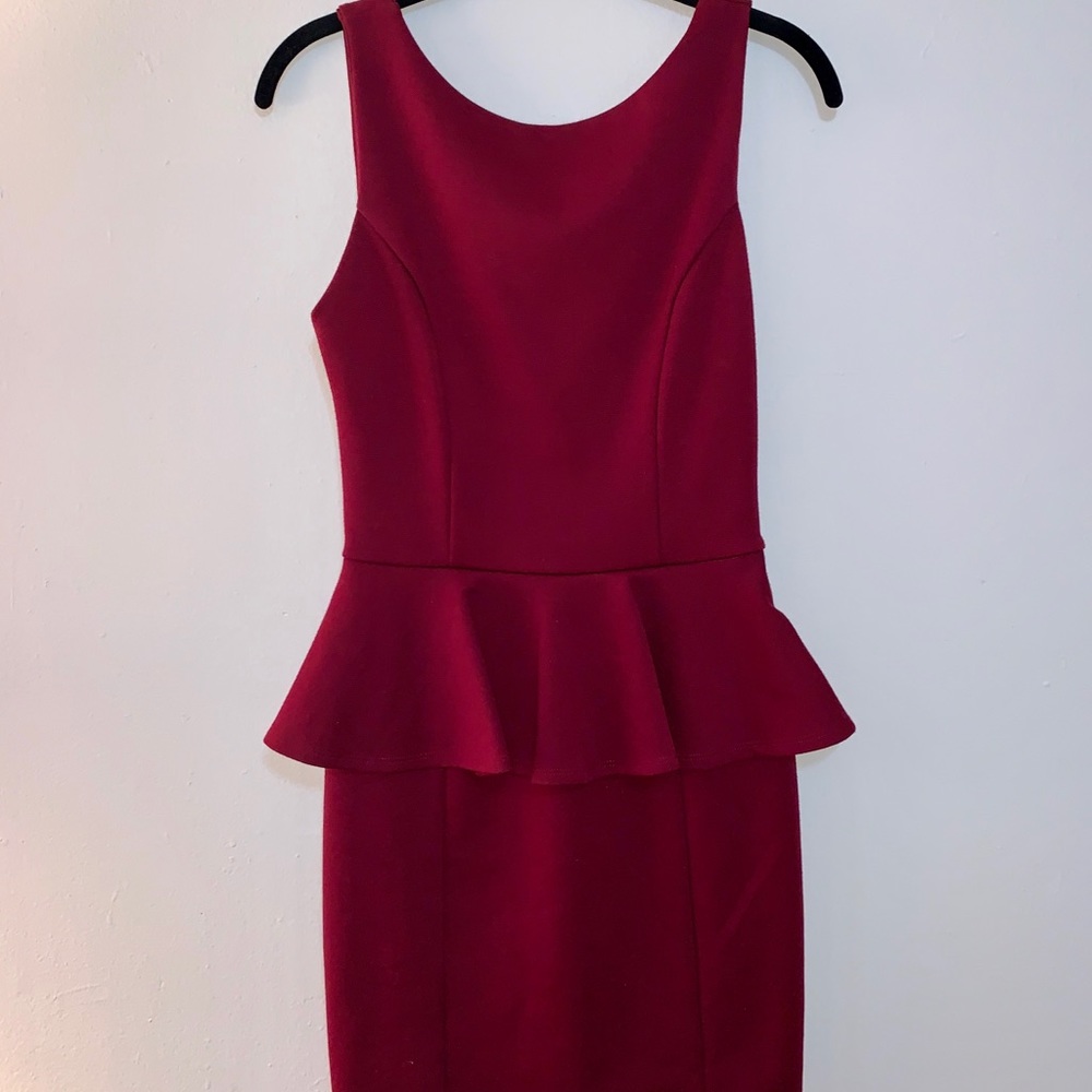 Maroon Peplum Dress